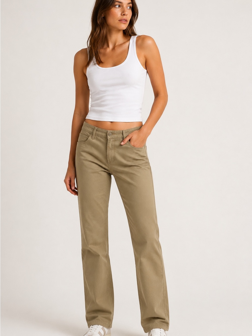NWT Aritzia Sunday Best Agatha Tan Khaki Low Rise Straight Leg Pants 4